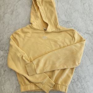 Yellow NYC cropped hoodie